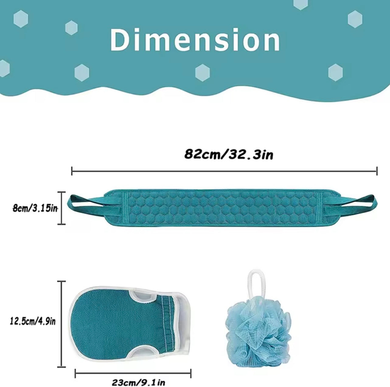 Exfoliating Body Scrubber Set - Includes Back Scrubber, Bath Glove And Shower Bath Sponge Loofah